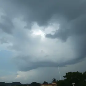 céu muito nublado e tempestades localizadas