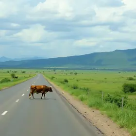 vaca atravessa a BR-101