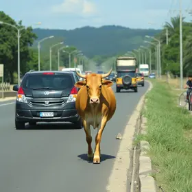 vaca solta em rodovia