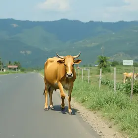 vaca solta em rodovia