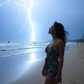 mulher atingida por raio