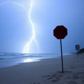 perigos de ficar na praia com raios