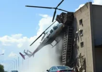 helicóptero derruba muro