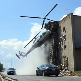 helicóptero derruba muro